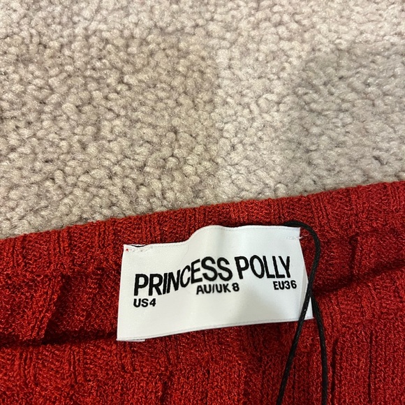 Princess Polly Santorini Red Off the Shoulder Cropped Knit Top - Picture 2 of 8